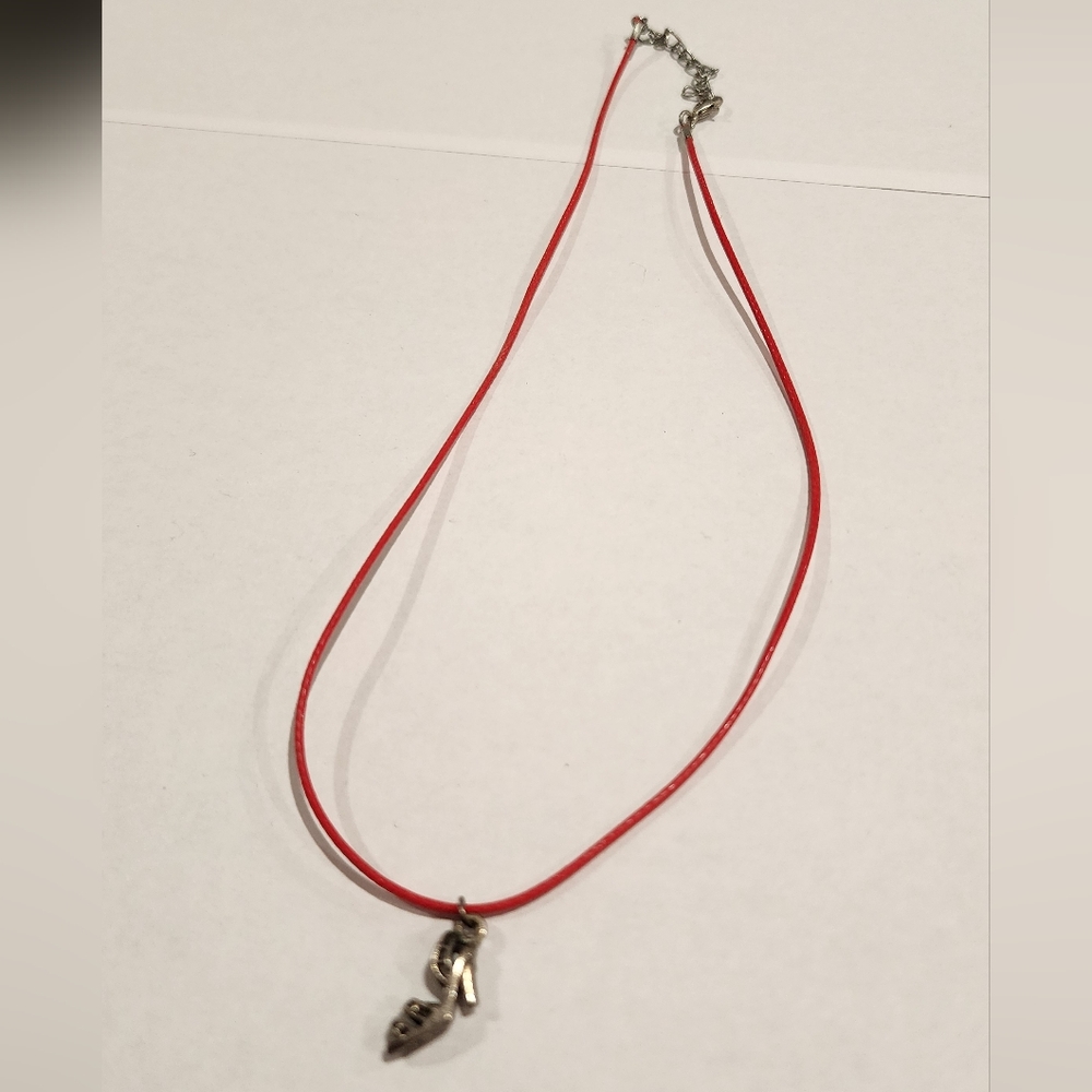 Red Necklace with Silver Shoe Pendant